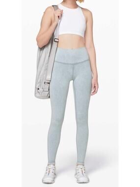LULULEMON WUNDER UNDER HIGH RISE SHOW WASHED CHAMBRAY LEGGINGS; 8